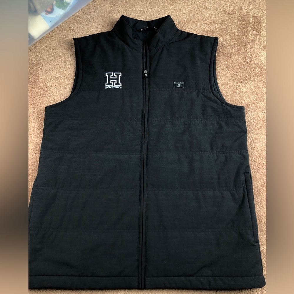 Travis Mathew Solid Black Full Zip Puffy Vest Size Large